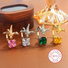 KissICON KissIcon 2025 Adjustable CZ Bird Ring For Women - Sparkling