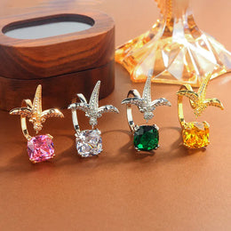 KissICON KissIcon 2025 Adjustable CZ Bird Ring For Women - Sparkling