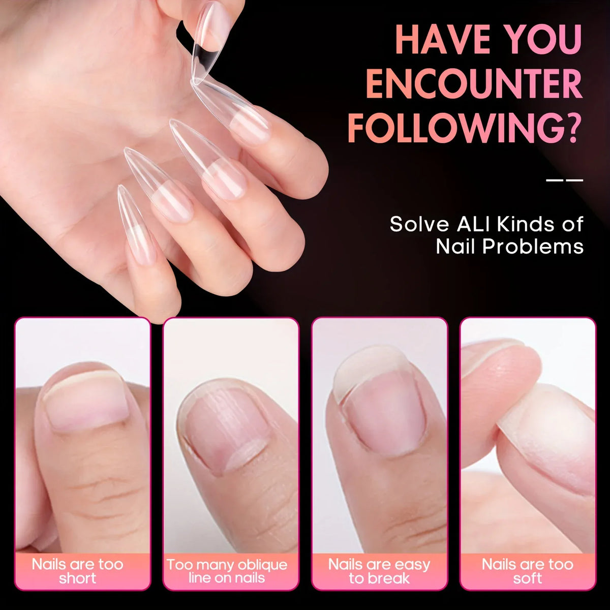 KissICON KissIcon 240Pcs Long Gel Nail Tips Almond Cover