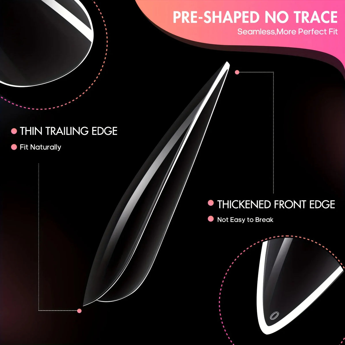 KissICON KissIcon 240Pcs Long Gel Nail Tips Almond Cover