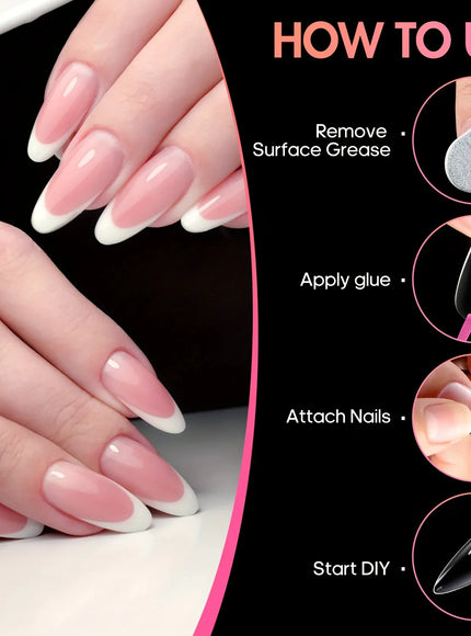 KissICON KissIcon 240Pcs Long Gel Nail Tips Almond Cover
