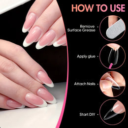 KissICON KissIcon 240Pcs Long Gel Nail Tips Almond Cover