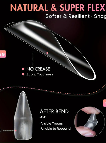 KissICON KissIcon 240Pcs Long Gel Nail Tips Almond Cover