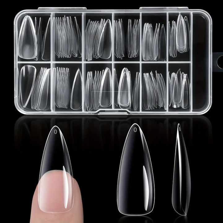 KissIcon 240Pcs Long Gel Nail Tips Almond Cover