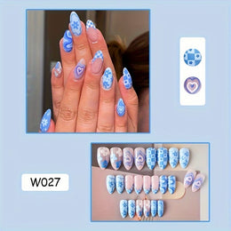 KissICON KissIcon 24Pcs Blue Press On Nails Short Almond