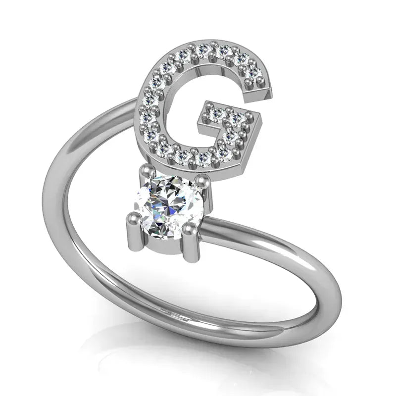 KissICON KissIcon 26 A Z Open Adjustable Ring 925 Silver Plated Gift