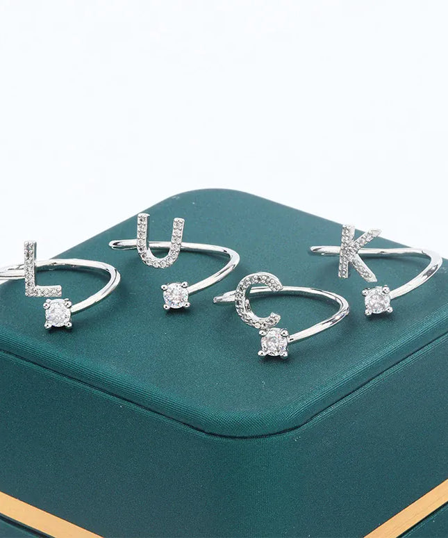 KissICON KissIcon 26 A Z Open Adjustable Ring 925 Silver Plated Gift