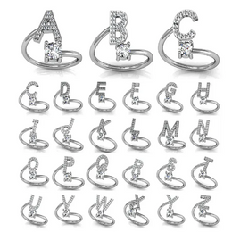 KissICON KissIcon 26 A Z Open Adjustable Ring 925 Silver Plated Gift