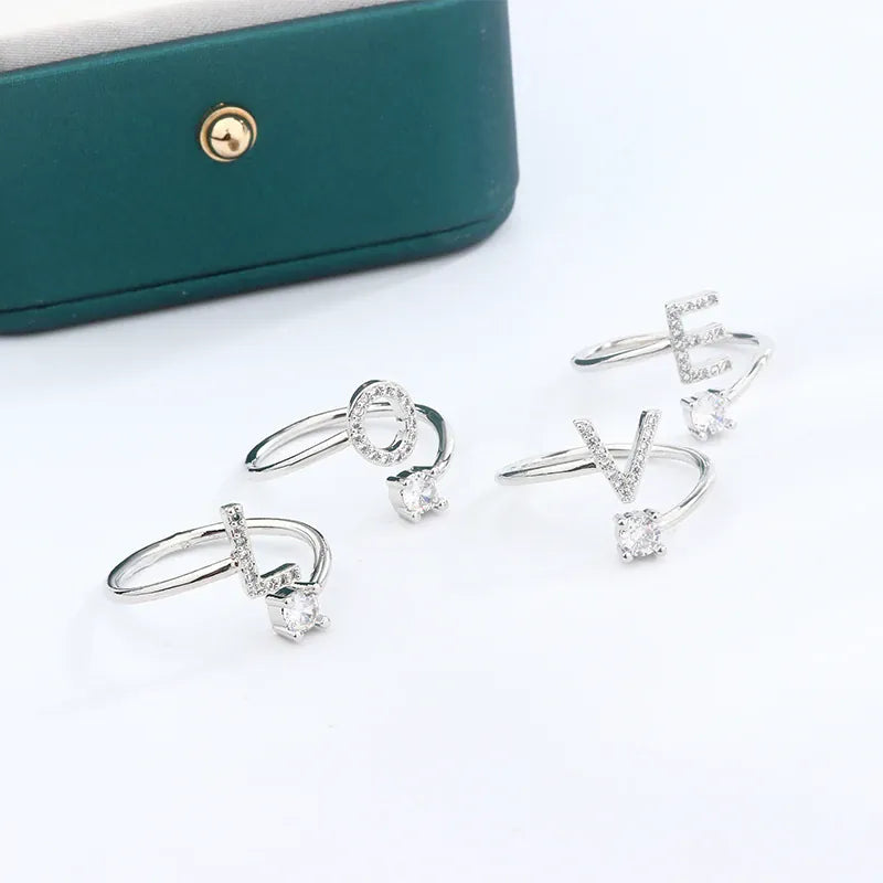 KissICON KissIcon 26 A Z Open Adjustable Ring 925 Silver Plated Gift