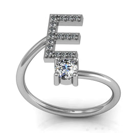 KissICON KissIcon 26 A Z Open Adjustable Ring 925 Silver Plated Gift