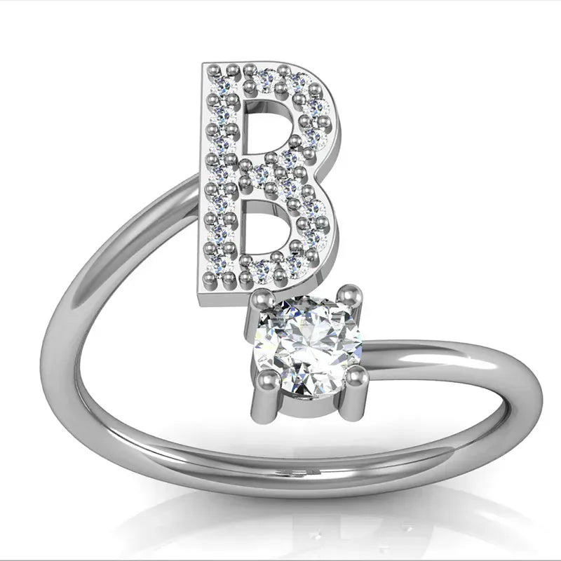 KissICON KissIcon 26 A Z Open Adjustable Ring 925 Silver Plated Gift