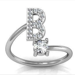 KissICON KissIcon 26 A Z Open Adjustable Ring 925 Silver Plated Gift