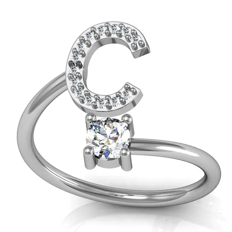 KissICON KissIcon 26 A Z Open Adjustable Ring 925 Silver Plated Gift