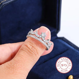 Dropshipman KissIcon 2pc Luxury Crown Wedding Ring Brides - Sparkling CZ