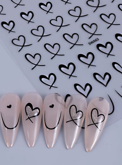 KissICON KissIcon 3Pcs Valentines Heart Nail Art Stickers -