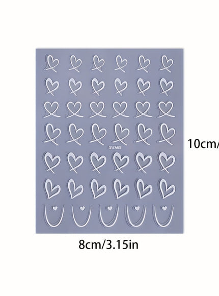 KissICON KissIcon 3Pcs Valentines Heart Nail Art Stickers -