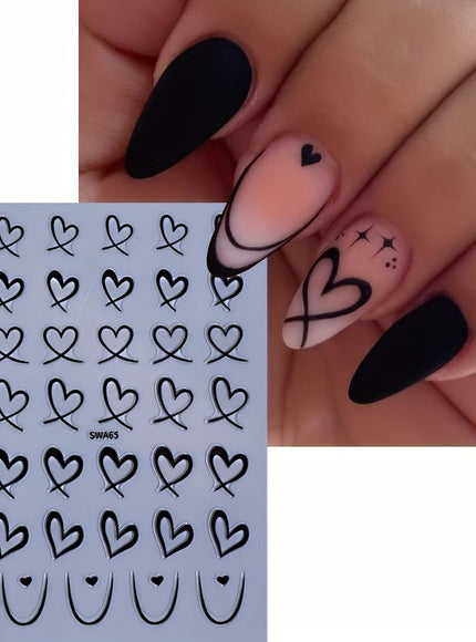 KissICON KissIcon 3Pcs Valentines Heart Nail Art Stickers -