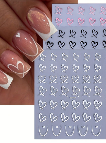 KissICON KissIcon 3Pcs Valentines Heart Nail Art Stickers -