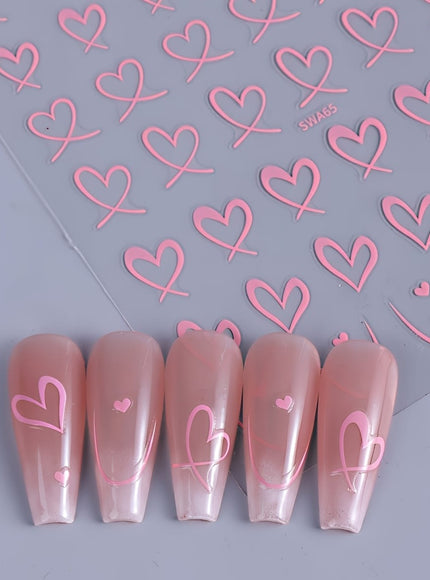 KissICON KissIcon 3Pcs Valentines Heart Nail Art Stickers -