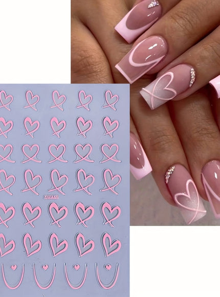 KissICON KissIcon 3Pcs Valentines Heart Nail Art Stickers -