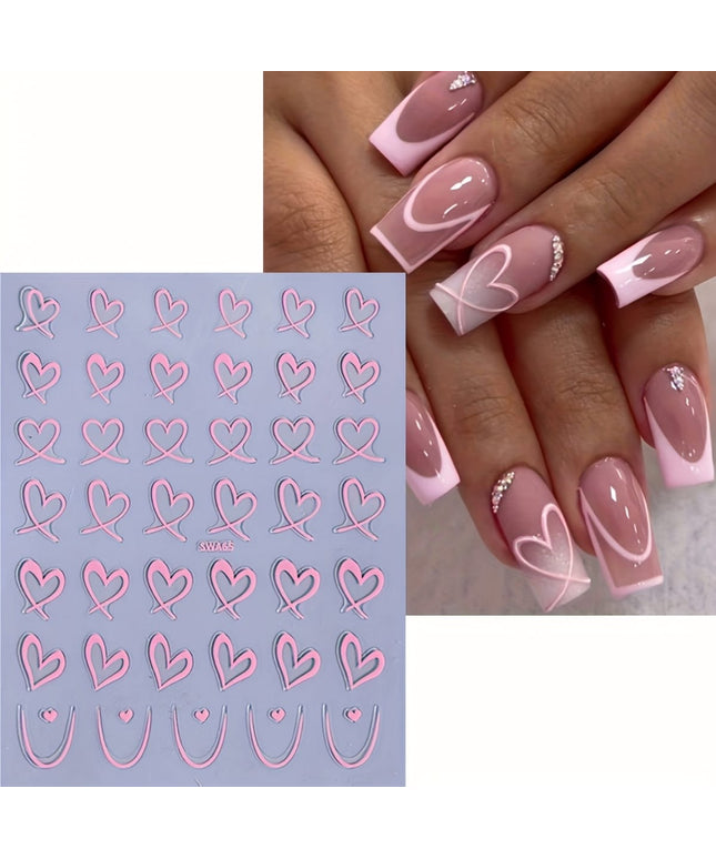 KissICON KissIcon 3Pcs Valentines Heart Nail Art Stickers -