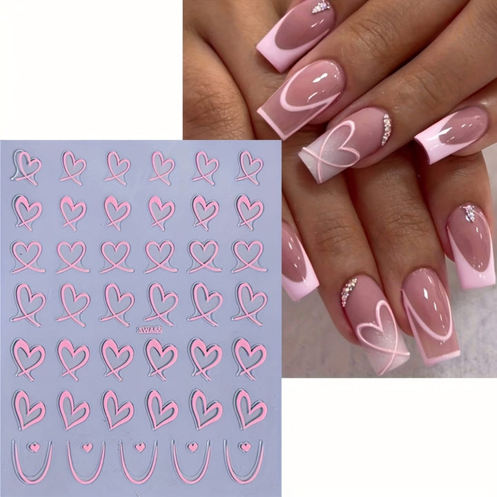 KissIcon 3Pcs Valentines Heart Nail Art Stickers -