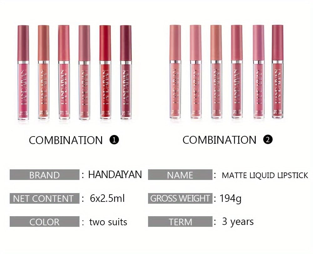 KissICON KissIcon 6pcs Lipstick Set - Smudge Proof Satin
