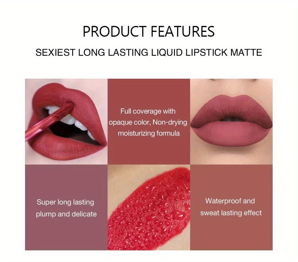 KissICON KissIcon 6pcs Lipstick Set - Smudge Proof Satin