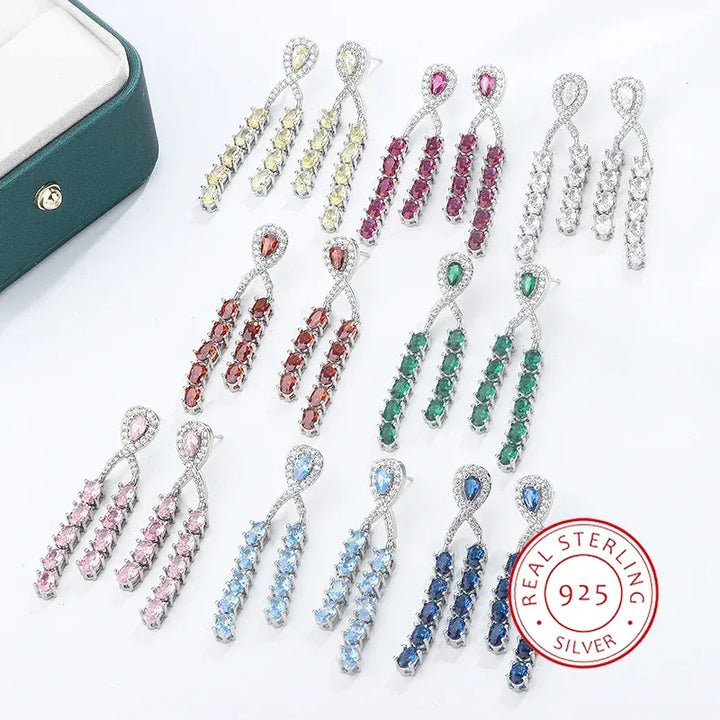 KissIcon 925 Silver Baroque Earrings - Red Sapphire Sparkle