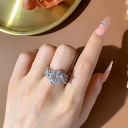 KissICON KissIcon 925 Silver CZ Ring For Women Sparkling Jewelry