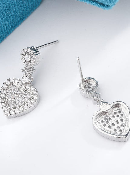 KissICON KissIcon 925 Silver Earring Heart Zirconia Pendant - Gift