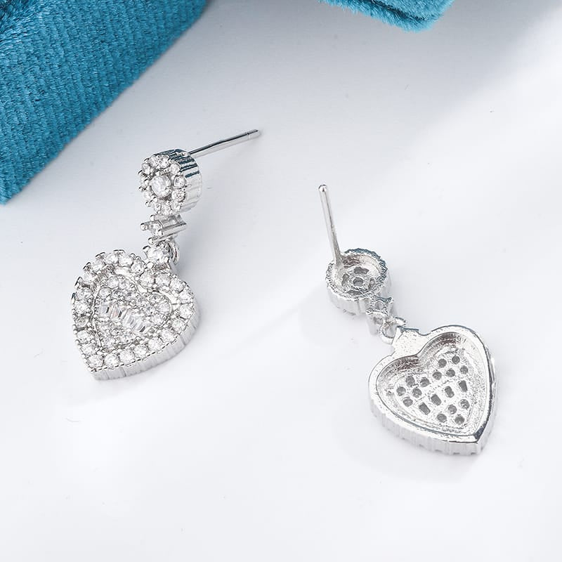 KissICON KissIcon 925 Silver Earring Heart Zirconia Pendant - Gift