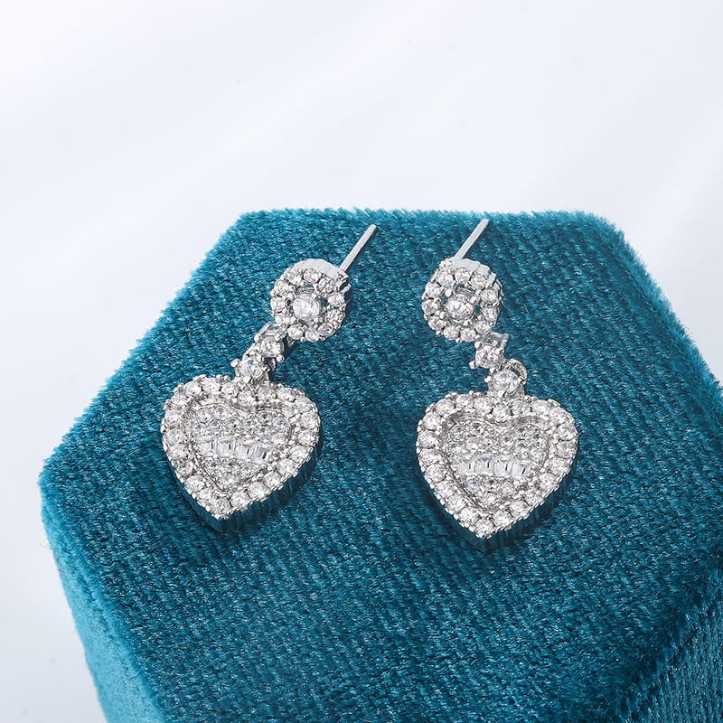 KissICON KissIcon 925 Silver Earring Heart Zirconia Pendant - Gift