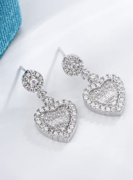 KissICON KissIcon 925 Silver Earring Heart Zirconia Pendant - Gift