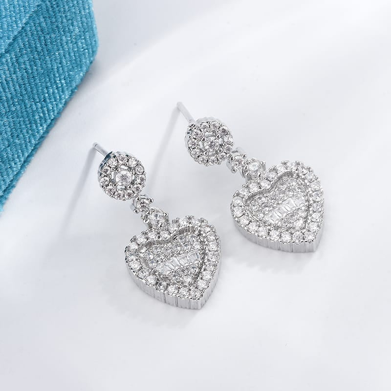 KissICON KissIcon 925 Silver Earring Heart Zirconia Pendant - Gift