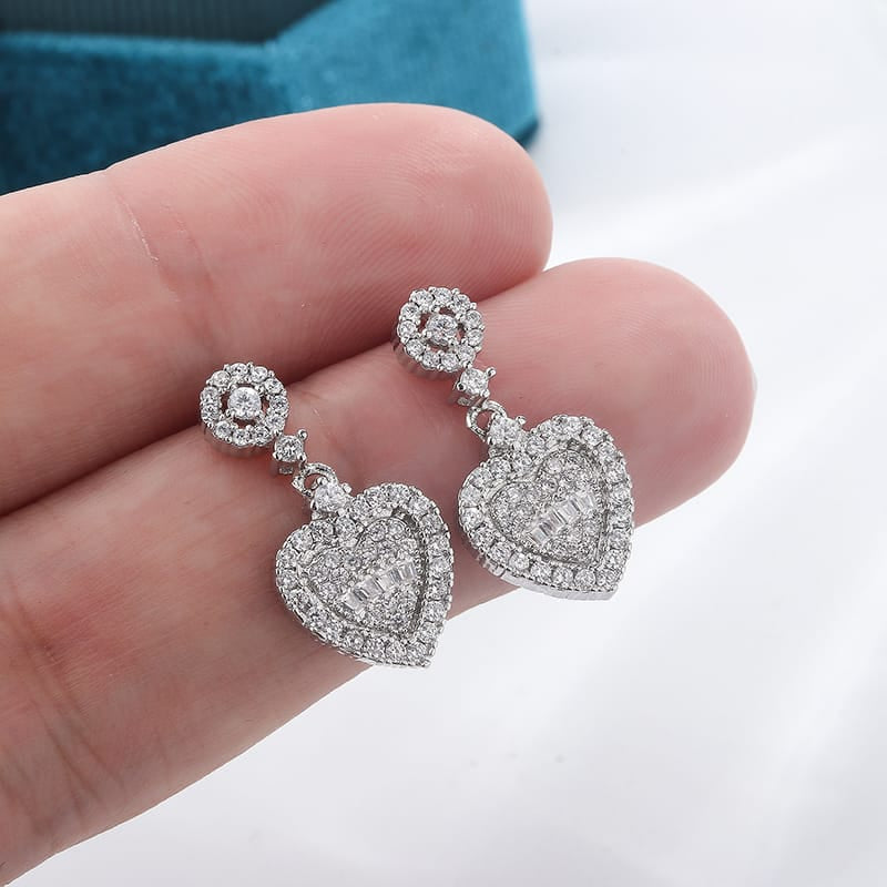 KissICON KissIcon 925 Silver Earring Heart Zirconia Pendant - Gift