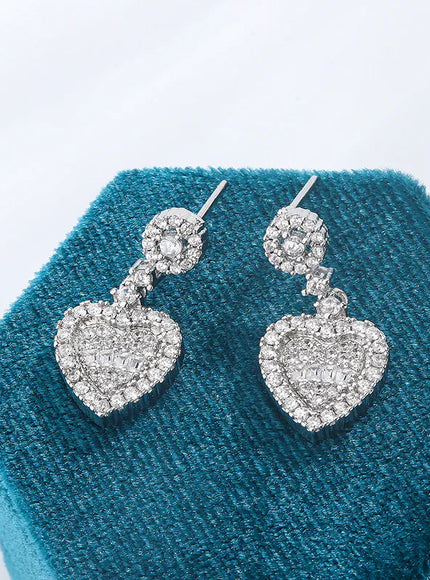 KissICON KissIcon 925 Silver Earring Heart Zirconia Pendant - Gift