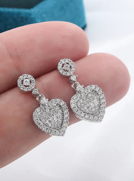 KissICON KissIcon 925 Silver Earring Heart Zirconia Pendant - Gift