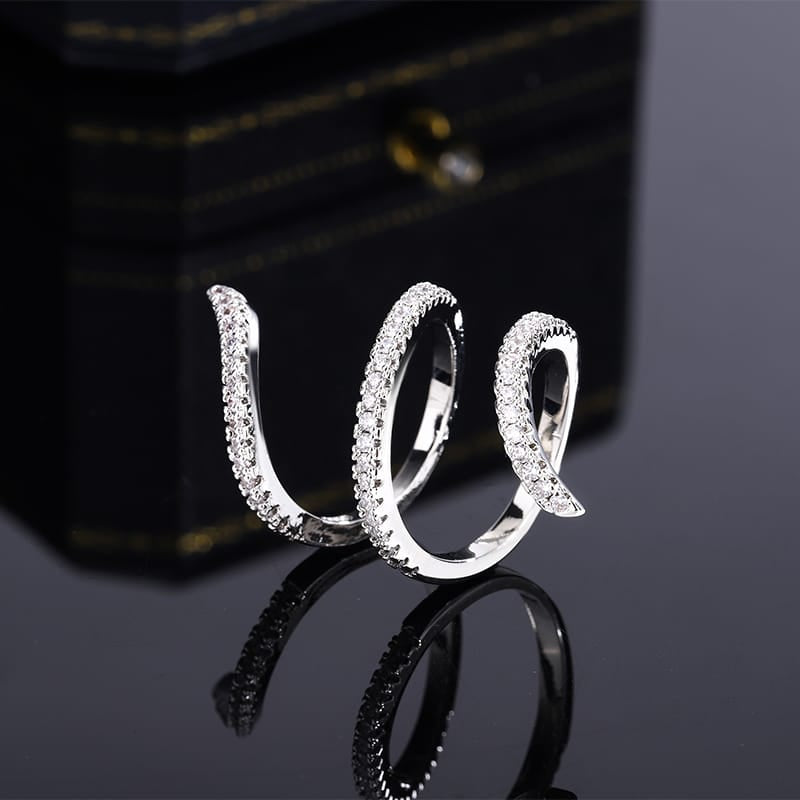 KissICON KissIcon 925 Silver Geometric Zircon Ring - Line Design