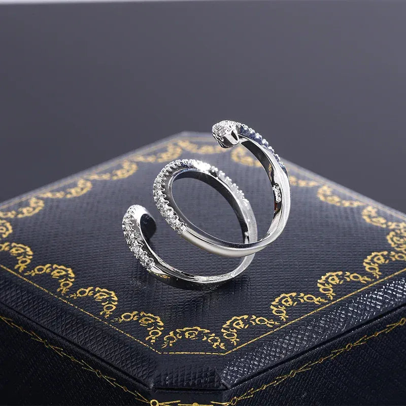 KissICON KissIcon 925 Silver Geometric Zircon Ring - Line Design