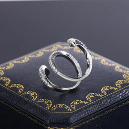 KissICON KissIcon 925 Silver Geometric Zircon Ring - Line Design