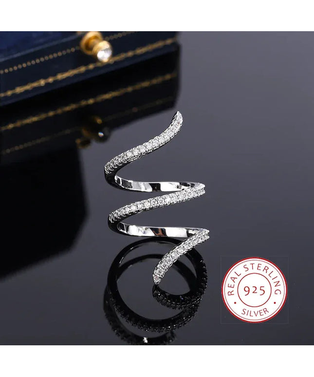 KissICON KissIcon 925 Silver Geometric Zircon Ring - Line Design