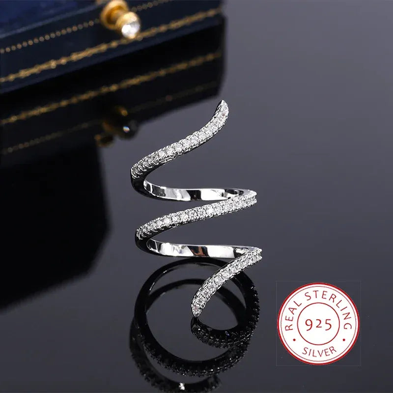 KissICON KissIcon 925 Silver Geometric Zircon Ring - Line Design