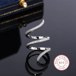 KissICON KissIcon 925 Silver Geometric Zircon Ring - Line Design