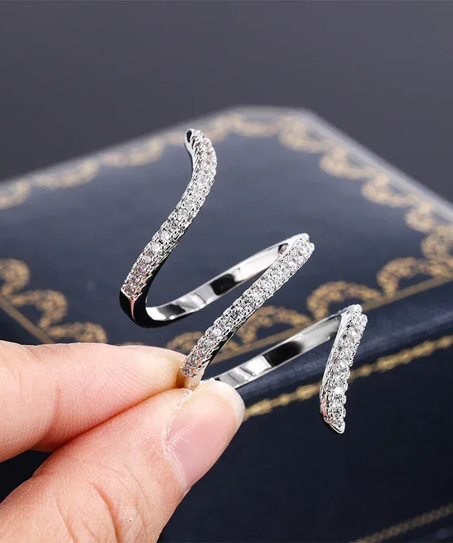 KissICON KissIcon 925 Silver Geometric Zircon Ring - Line Design