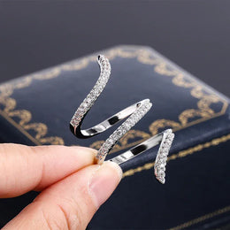 KissICON KissIcon 925 Silver Geometric Zircon Ring - Line Design