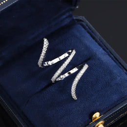 KissICON KissIcon 925 Silver Geometric Zircon Ring - Line Design