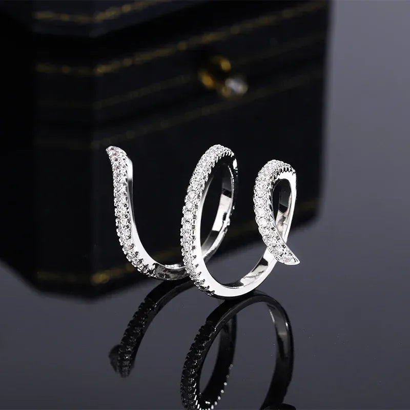 KissICON KissIcon 925 Silver Geometric Zircon Ring - Line Design