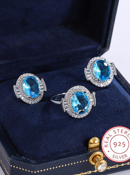 KissICON KissIcon 925 Silver Light Blue Zircon Set For Ladies - Gift