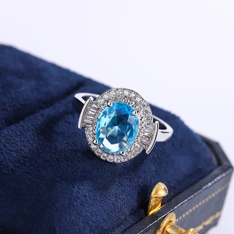 KissICON KissIcon 925 Silver Light Blue Zircon Set For Ladies - Gift